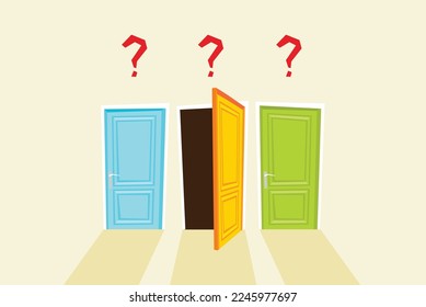 Conjunto de puertas. Ilustración plana del vector