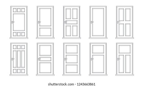 Conjunto de puertas. Ilustración vectorial.