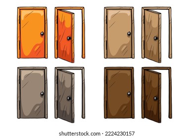 Set of doors vector illustration on white background
