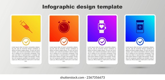 Set Jeringa de dopaje, Stopwatch, Smart y Anabolic. Plantilla de infografía empresarial. Vector