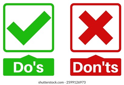 set Do's and don'ts sign icon. Rights and wrong symbol design vector illustration