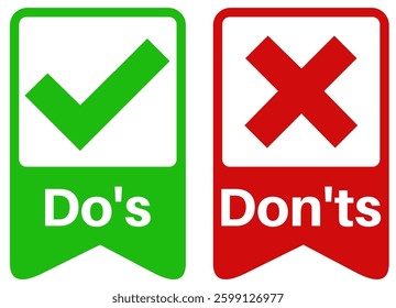 set Do's and don'ts sign icon. Rights and wrong symbol design vector illustration