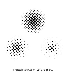 Conjunto de círculos de semitonos enraizados, elemento de semitono circular, patrón de punto de semitono medio, fondo cómico. Patrón con círculos, estilo de arte pop. fondo de puntos de media tonalidad. puntos de explosión de sol