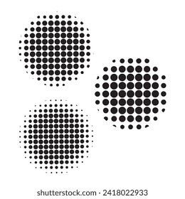 Set of Doted halftone circles, halftone dot pattern, Circle halftone element, Pop art style. Pattern with doted circles, halftone dotted backdrop. sun burst dot