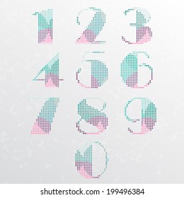 Set Of Dots Textured Geometric Numbers