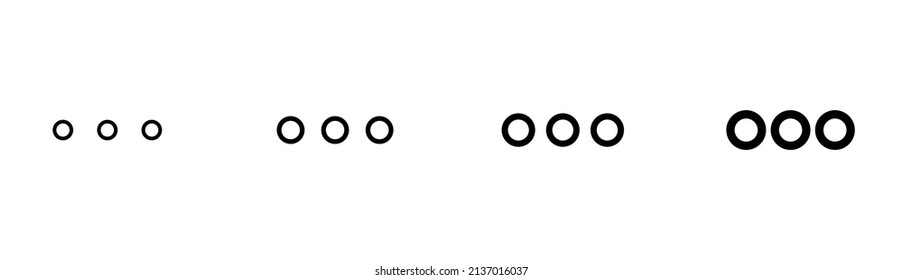 Set of dots three outline icon. Thin, light, regular and bold style design. Vector illustration isolated on white background
