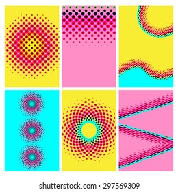 Set of dotted abstract colorful forms