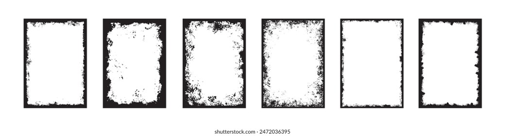 Set of dotted abstract frame. Distressed overlay texture isolated on white background
