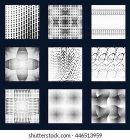 Set of dotted abstract halftone background. Vector