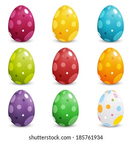 Set Of Dotted Colored Easter Dinosaur Eggs