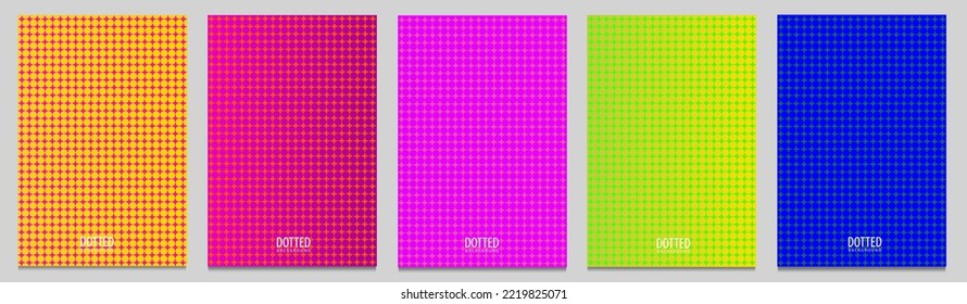 Set of dotted covers. Saturated colours and high contrast. Geometric design. Brightly colourful abstract backgrounds.