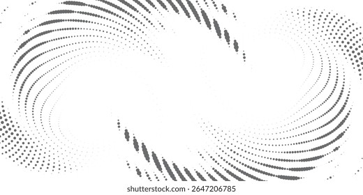 Conjunto de Formas abstractas curvas punteadas. Patrón punteado en tema de semitono. Gradientes abstractos curvos y retorcidos. Elemento de diseño de Vector en color blanco y negro.