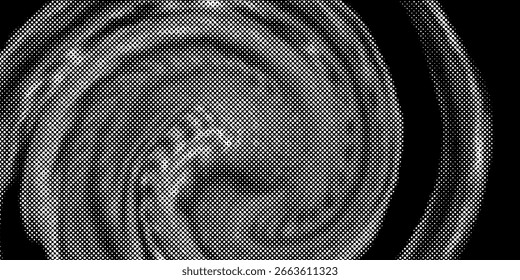 Set of dotted curved abstract shapes. Dotted pattern in halftone theme. Curved and twisted abstract gradients. Vector design element in black and white color.
