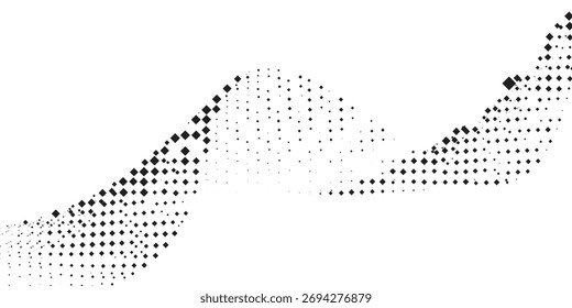 Conjunto de Formas abstractas curvas punteadas. Patrón punteado en tema de semitono. Gradientes abstractos curvos y retorcidos. Elemento de diseño de Vector en color blanco y negro.