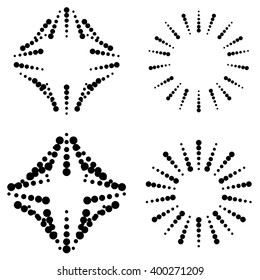 Set of dotted elements - Squarish and circular elements with dots-circles