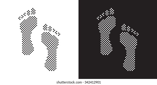 Set of dotted footprints, vector