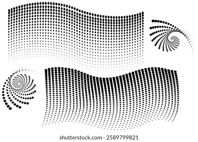Set of dotted halftone pattern background  smooth dots vector illustrasion. 
