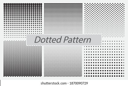 set of dotted halftone pattern or colored halftone dot pattern or gradient smooth dot halftone concept. eps 10 vector, easy to modify