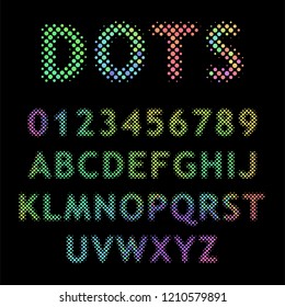 Conjunto de letras y números punteados