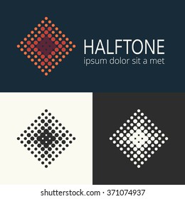 Set of dotted logotypes. Halftone concept logo.