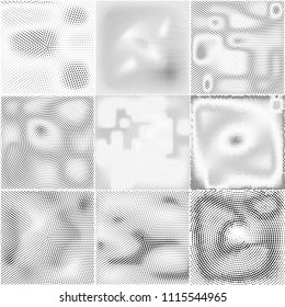 Set of dotted texture.Halftone monochrome  retro background.