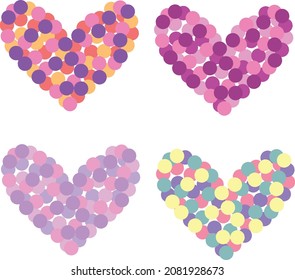 Set Dotted Vector Hearts Different Colours Stock Vector (Royalty Free ...