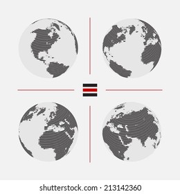 Set of dotted world maps in different resolution