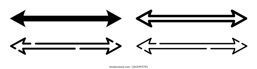 Set of double arrow icons. Two side symbol, double arrow logo concept. Vector. EPS10.