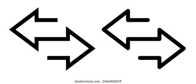 Set of double arrow icons vector illustration. Ideal for navigation and interface design. Swap symbol. Editable stroke.