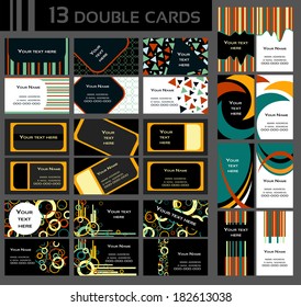 Set of double business cards, colorful, includes front and back of a card,