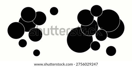 Set of double circle photo collage grid template vector illustration.  Black and white picture wall album for abstract background, business, collage art, digital photo, papers. 