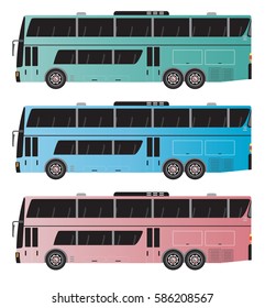Set of  Double deck  City Bus vector isolated on white background