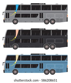 Set of  Double deck  City Bus vector isolated on white background