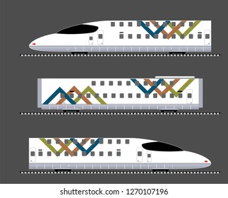 Set of  Double Deck  High Speed train Vector and Illustration.