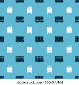Set Double decker bus and Trolleybus on seamless pattern. Vector