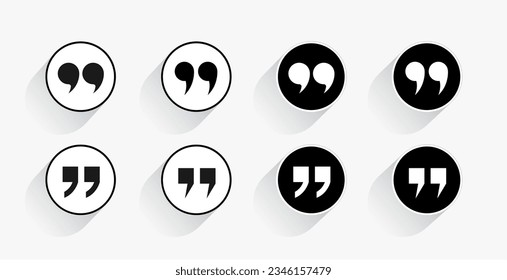 set of double inverted commas sign banner for speech or opinion vector