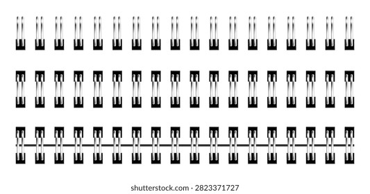 Set of double loop wire binding segments with square punch holes. Metal twin wire notebook binding collection for calendars, planners, notebooks, journals and stationery templates
