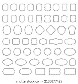 Set of double outline frames on white background. Decorative elements. Vector illustration