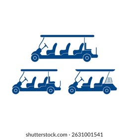 Set of double seat golf car vector