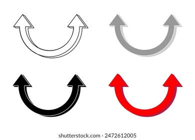 set of double semicircle 3D arrows. modern design isolated on white background.