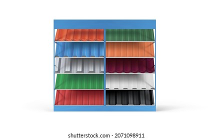 Set of double stand and samples of metal for the roof on a white background. Vector illustration