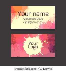 Doppelseitige Visitenkarte mit Platz für Ihren Text und Ihr Logo mit farbenfrohen Aquarellsteinen für Künstler, Kreativprofis und Ihr Unternehmen