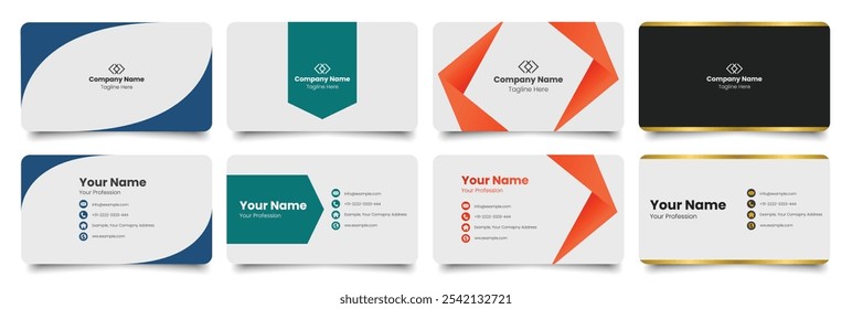 Set of Double-sided creative business card template. Business Card Mockup. template, Clean professional business card template, visiting card template. Collection of corporate material designs.