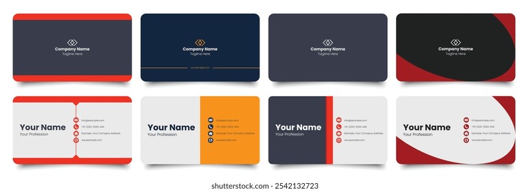 Set of Double-sided creative business card template. Business Card Mockup. template, Clean professional business card template, visiting card template. Collection of corporate material designs.