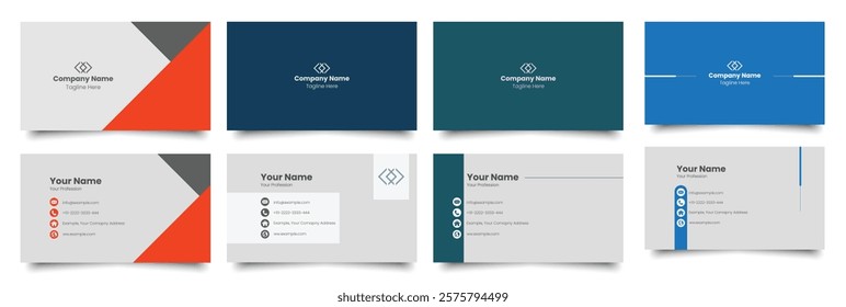 Set of Double-sided creative business card template. Business Card Mockup. template, Clean professional template, visiting card template. Collection of business card designs. Editable and print ready