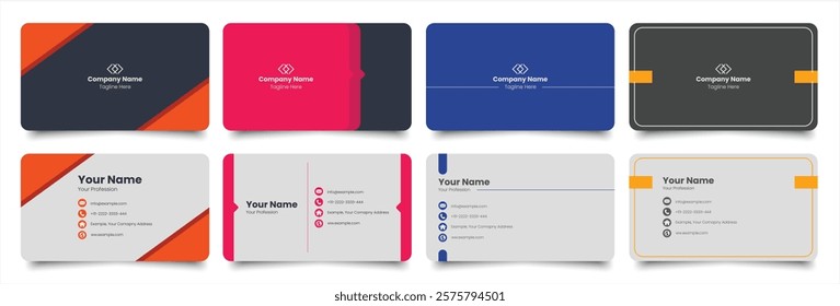 Set of Double-sided creative business card template. Business Card Mockup. template, Clean professional template, visiting card template. Collection of business card designs. Editable and print ready