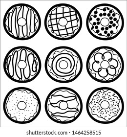 Set of doughnut in doodle style. vector illustration.