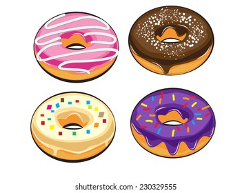 set dough-nut isolated. doodle style
