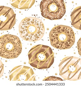 Set of doughnut seamless pattern pastry sweet dessert snack cafe food for print wallpaper background textile fabric and more