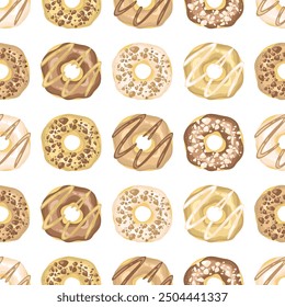 Set of doughnut seamless pattern pastry sweet dessert snack cafe food for print wallpaper background textile fabric and more